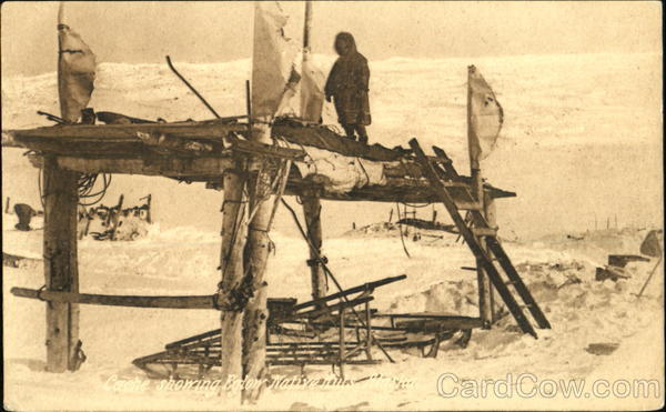 Cache Showing Eglow Native Huts Alaska