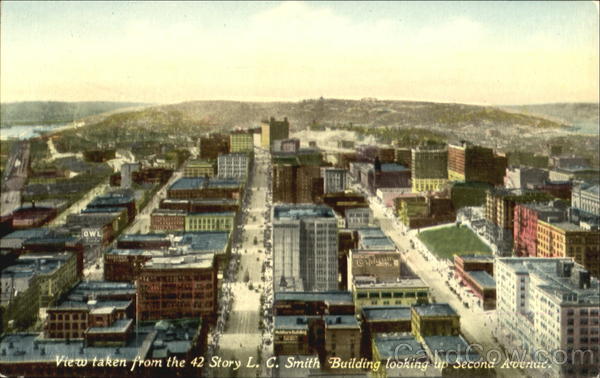 View Taken From The 42 Story L. C. Smith Building, Second Ave. Seattle Washington