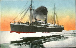 Alaskan Steamer In Ice Jam Postcard