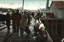 Indians Selling Curios Yakital, YT Canada Yukon Territory Postcard Postcard