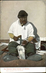 An Eskimo Ivory Carver Of Alaska Postcard