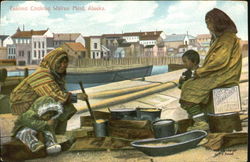 Eskimo Cooking Walrus Meat Postcard