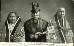 Three Brothers Old Head-Men Of The Kak-Von Tons Alaska Native Americana Postcard Postcard