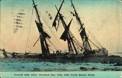French Ship Aliee North Beach, WA Postcard Postcard