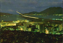 Kai Tak Airport At Night Postcard