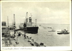 Passagierdanpfer America Oerlapt Bremerhaven Postcard