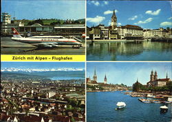 Zurich Mit Alpen Flughafen Postcard