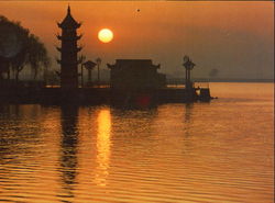 Sunrise Over Weldome To Spring Pagoda Postcard