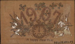 A Happy New Year 1907 Postcard