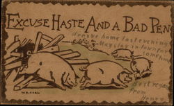 Excuse Haste And A Bad Pen Postcard