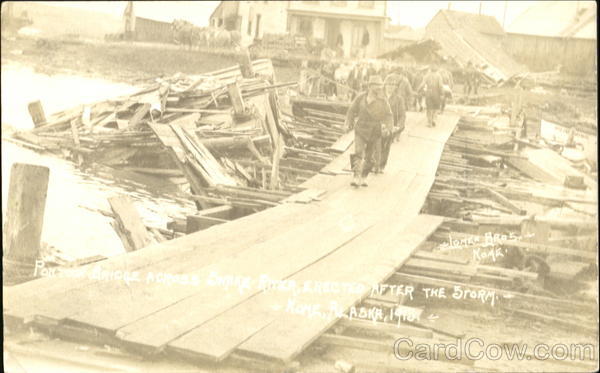 Pontoon Bridge Across Swaka River Erected After The Storm Nome Alaska