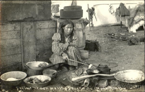Eskimo Women Making Doughnuts Nome Alaska