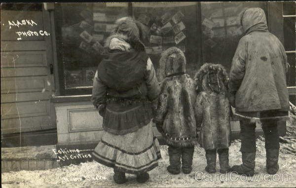 Eskimo Art Critics Outside Photo Shop Nome Alaska