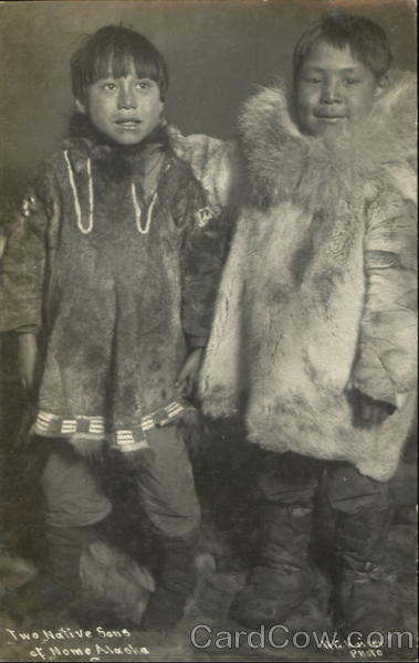 Two Eskimo Boys Nome Alaska H. C. Kaiser