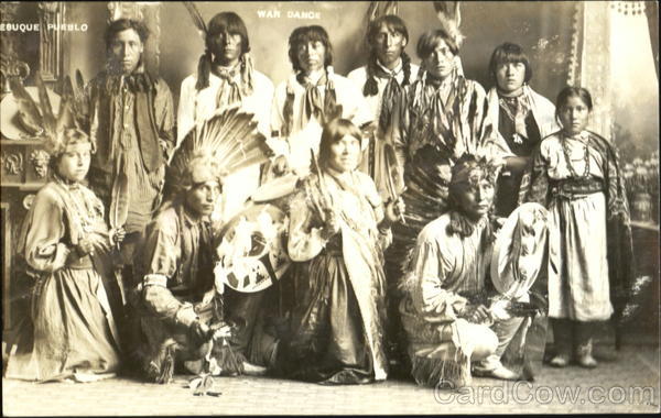 Rare Pueblo War Dance Group Photo Native Americana