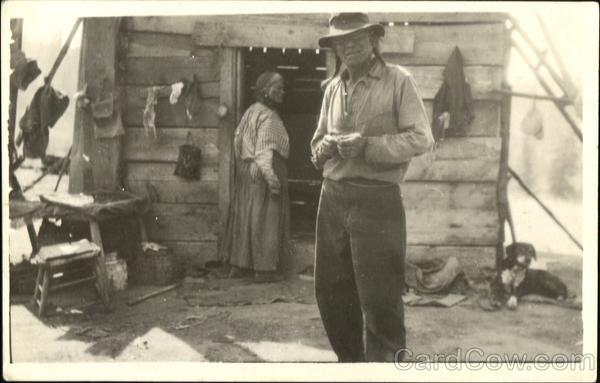 Indian Man & Wife, Cabin Native Americana