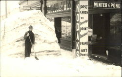 Kodak Postcard Storefront Winter & Pond Postcard