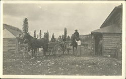 Sullivan's Road House Horses Wagons Postcard