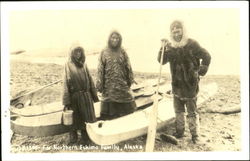 Far Northern Eskimo Family Kayaks Postcard