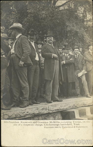 President Roosevelt And Governor McMillin Reviewing Troops Chickamauga Tennessee