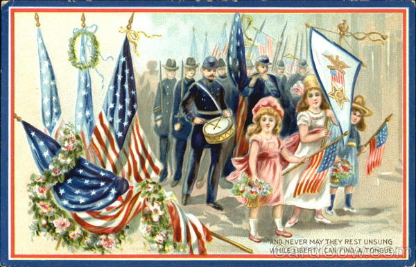 Decoration Day Parade, Girls Flags Memorial Day