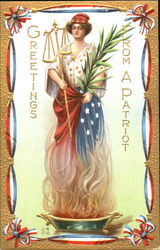 Greetings From A Patriot Lady Liberty Postcard
