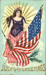 July 4th Greetings Postcard