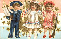 4th Of July Children Postcard