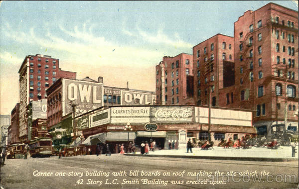 Corner building Coca Cola Signs Seattle Washington