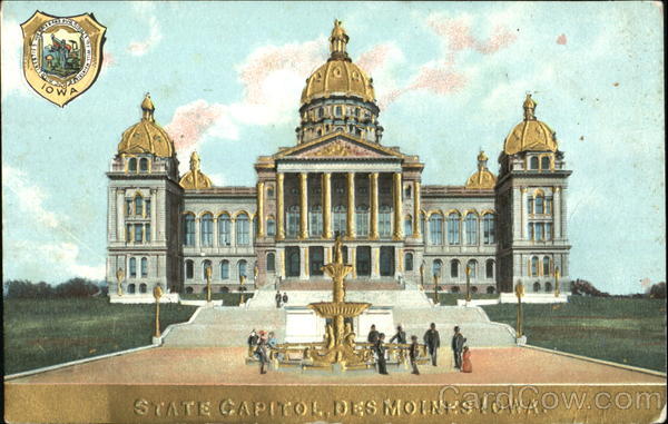 State Capitol Gold Embossed Des Moines Iowa