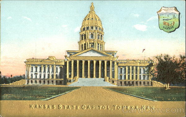 Kansas State Capitol Gold Embossed Topeka