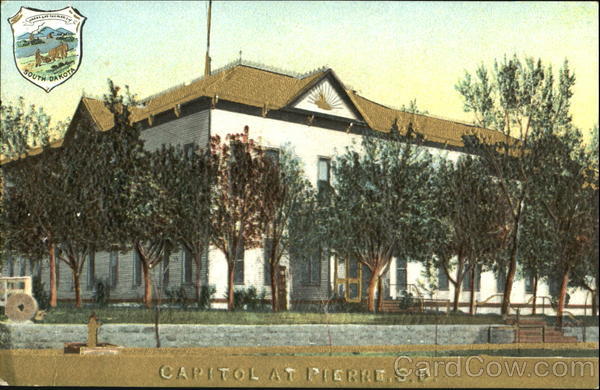 Capitol At Pierre Gold Embossed South Dakota