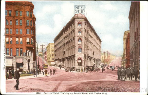 Seattle Hotel Looking Up James Street And Yesler Way Washington