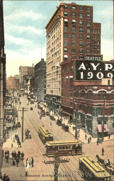 Second Avenue Seattle Washington 1909 Alaska Yukon-Pacific Exposition