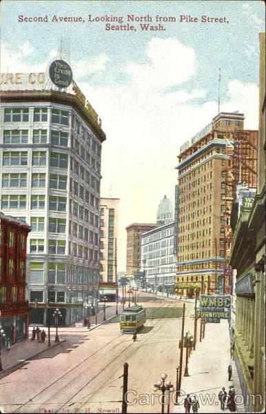 Second Avenue Looking North, Pike Street Seattle Washington