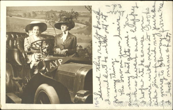 Two Women in Auto at AYP  1909 Alaska Yukon-Pacific Exposition