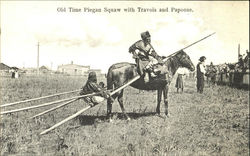 Old Time Piegan Squaw With Travois And Papoose Native Americana Postcard Postcard