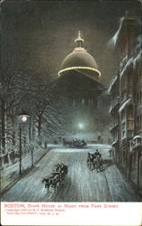 Boston State House At Night, Park Street Postcard