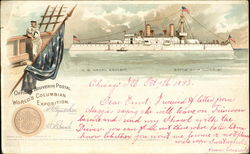 U. S. Naval Exhibit Battle Ship Illinois 1893 World's Columbian Exposition Postcard Postcard