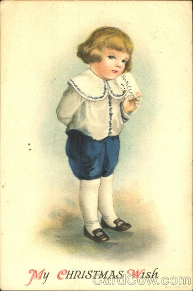 Child with letter for Santa Ellen Clapsaddle Children