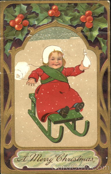 Girl on Sled Children