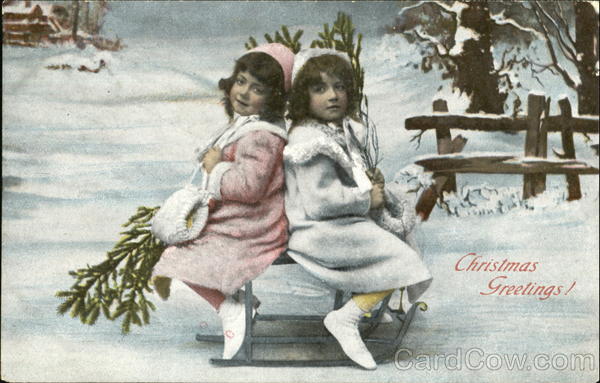 Girls on Sled Children