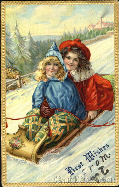 Girls on Sled Children