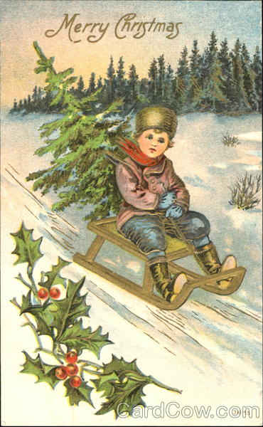 Boy on Sled Children