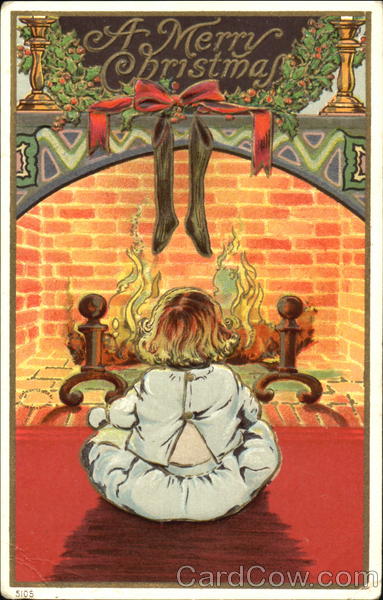 Girl at Fireplace Children