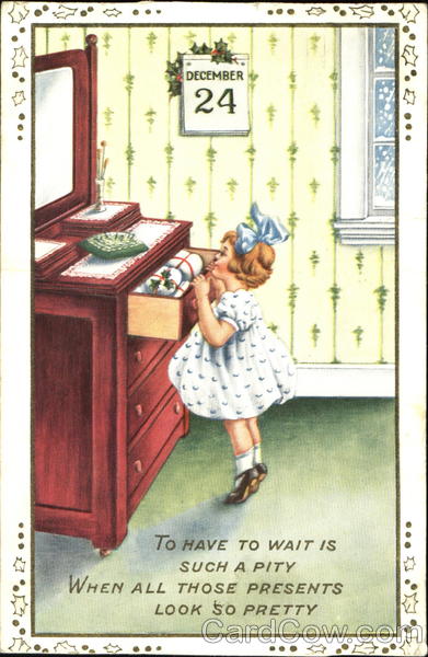 Girl Looking for Presents Children