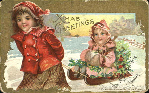 Girls with Sled Children