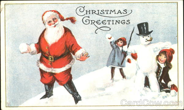 Santa with Snowman Children Snowmen