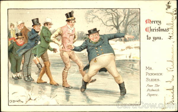 Mr. Pickwick Slides C. E. Brock Christmas