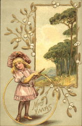 Girl with Hoop and Stick Postcard